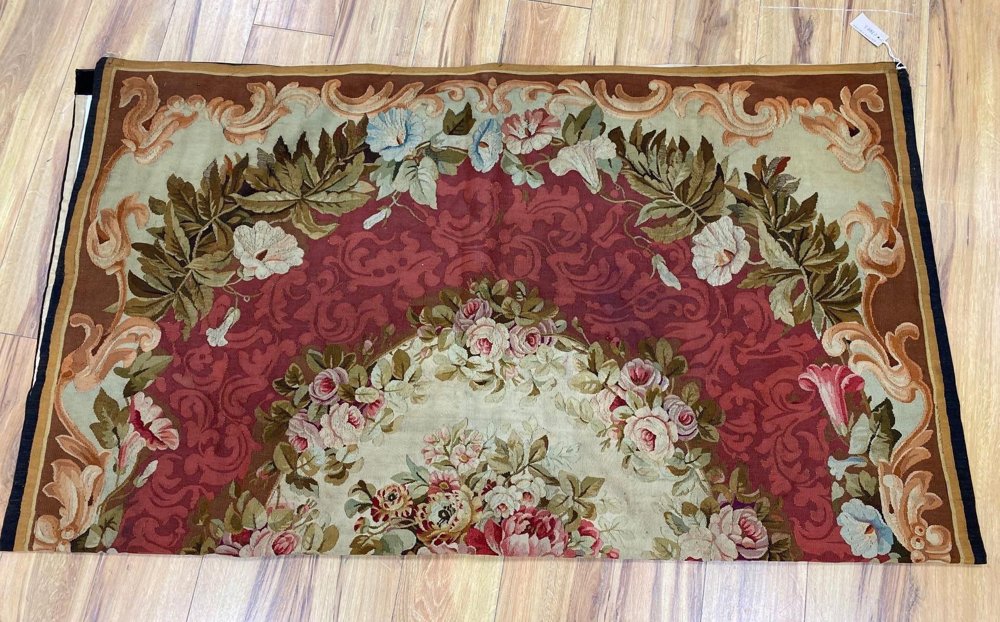 A 19th century Aubusson wall hanging, 154 x 174cm